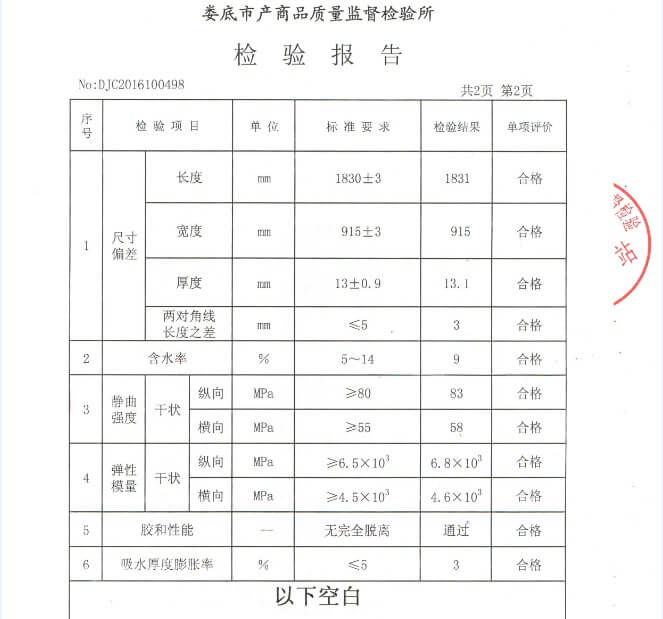 中南神箭建筑木模板13mm检测报告第2页